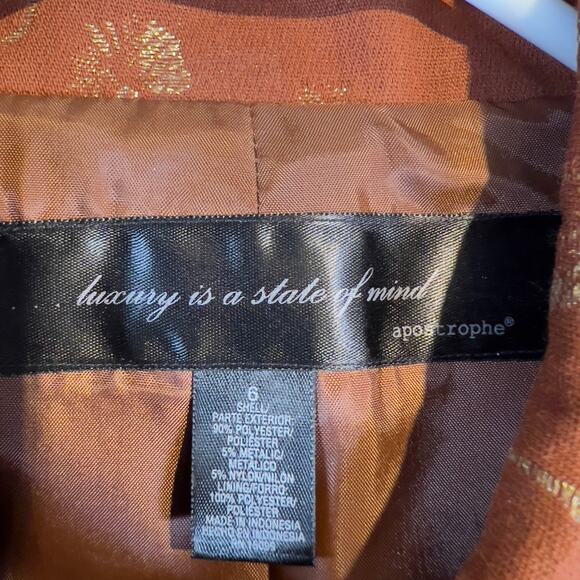 Apostrophe Luxury Is A State Of Mind Cropped Jacket Woman 6 Metallic Gold Floral - Picture 2 of 11